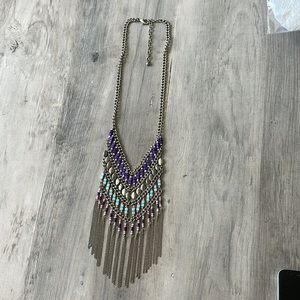 Beaded dangle Silver Necklace